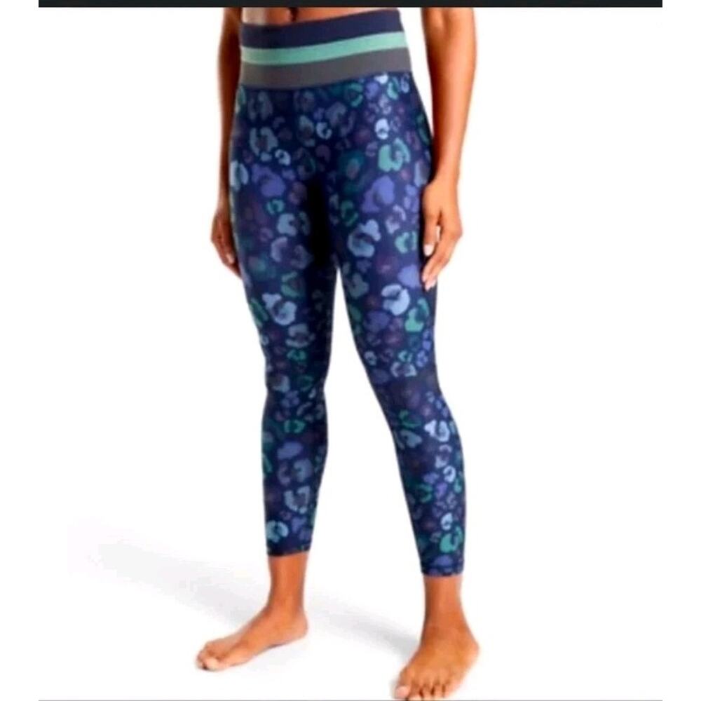 Athleta Womens Xs ELATION Tight Leggings High Rise Blue Abstract Yoga Gym Active